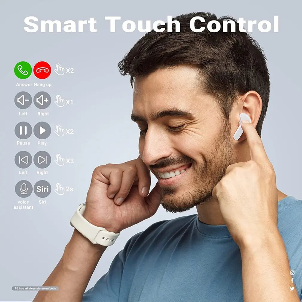 Bluetooth 5.3 Wireless Earbuds with LED Digital Display, Hi-Fi Stereo Sound, Transparent Charging Case, Sports & Work Earphones