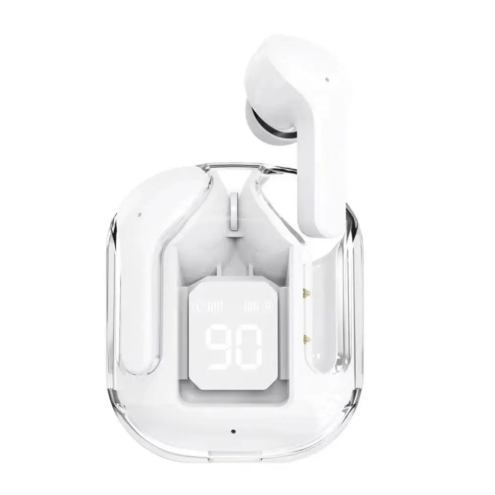 Bluetooth 5.3 Wireless Earbuds with LED Digital Display, Hi-Fi Stereo Sound, Transparent Charging Case, Sports & Work Earphones