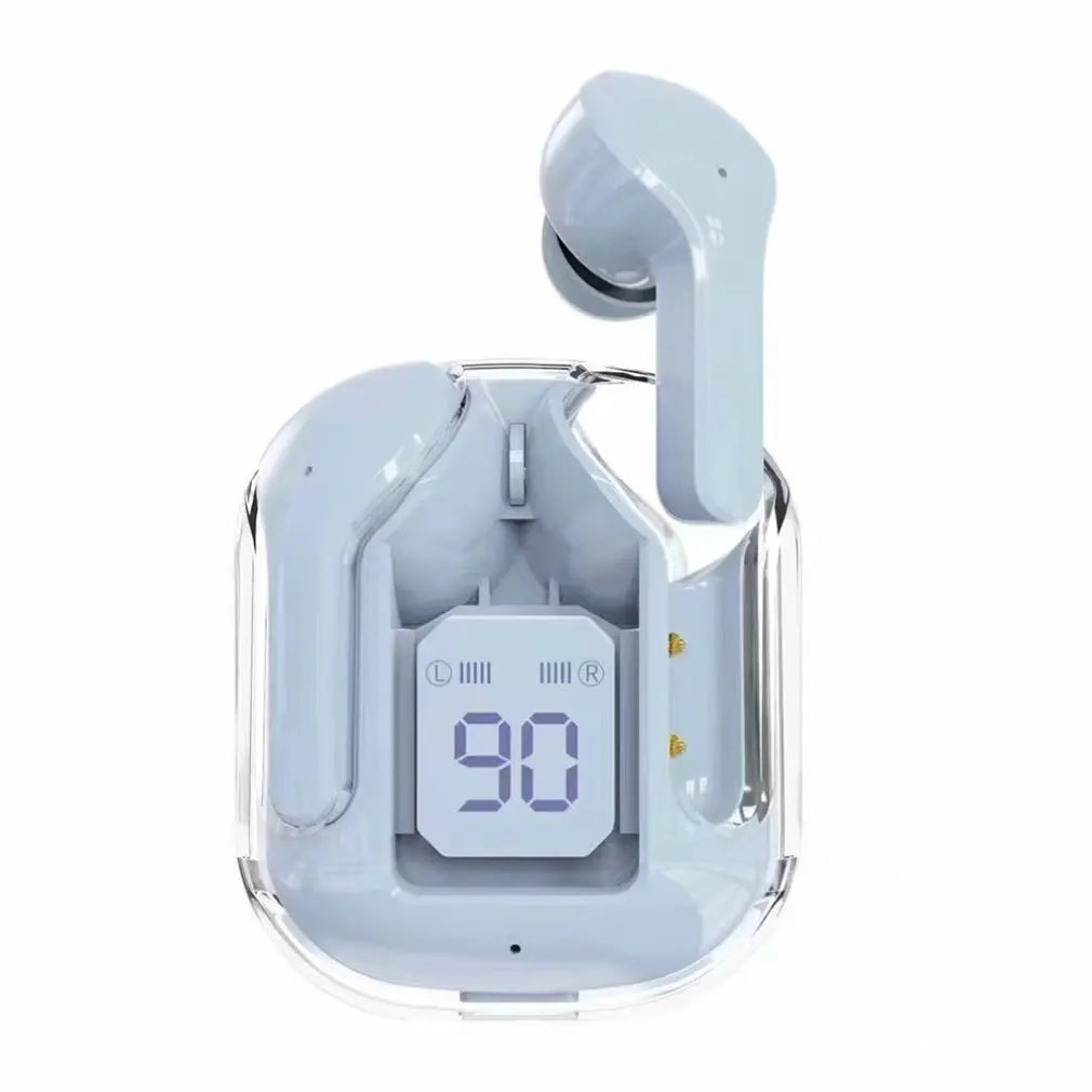Bluetooth 5.3 Wireless Earbuds with LED Digital Display, Hi-Fi Stereo Sound, Transparent Charging Case, Sports & Work Earphones